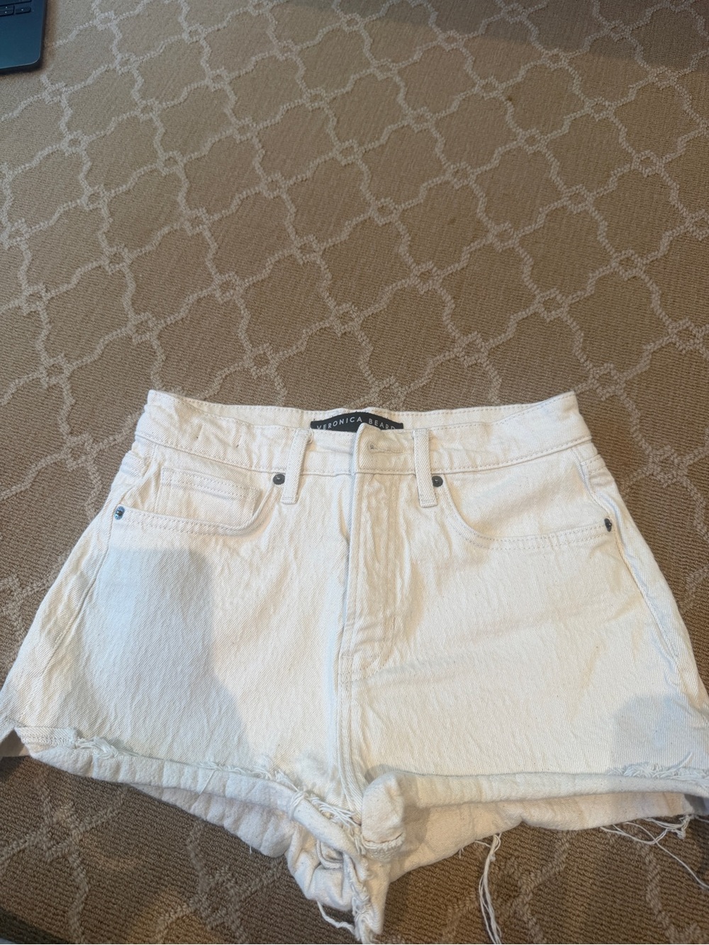 Veronica Beard Off-White Denim Cutoff Shorts